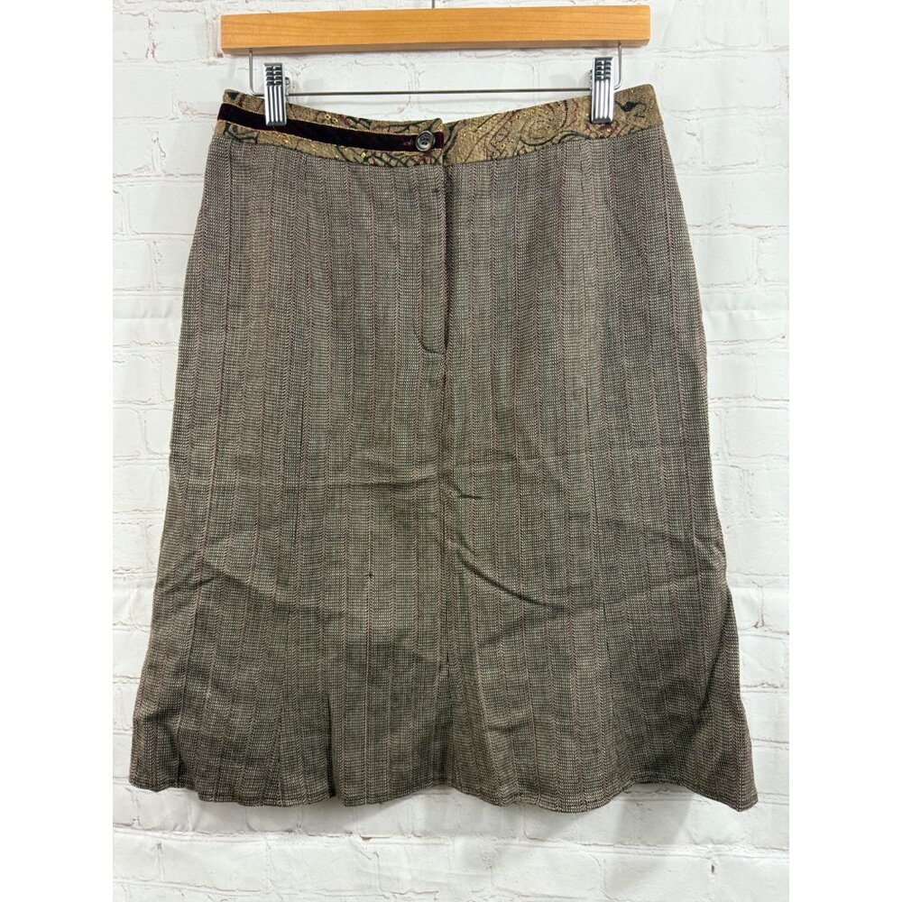 Roth-Le Cover Skirt Womens Size 8 Burgundy Tan Wool Blend Tweed Casual Vintage